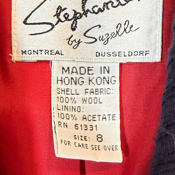 Vintage Plaid Wool Blazer Jacket Red Blue Preppy Statement Rockabilly 80s Medium - Picture 9 of 10